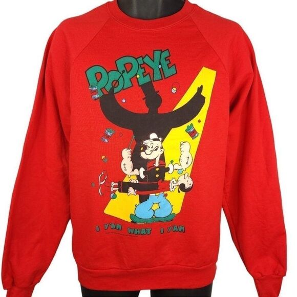 Popeye Olive Oyl Sweatshirt Vintage 80s Magician Levitation I Yam What I Yam